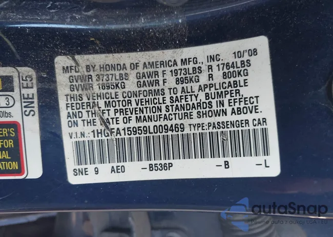 1HGFA15959L009469: 42267635