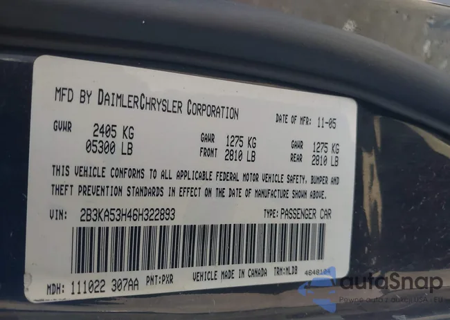 2B3KA53H46H322893: 42267728