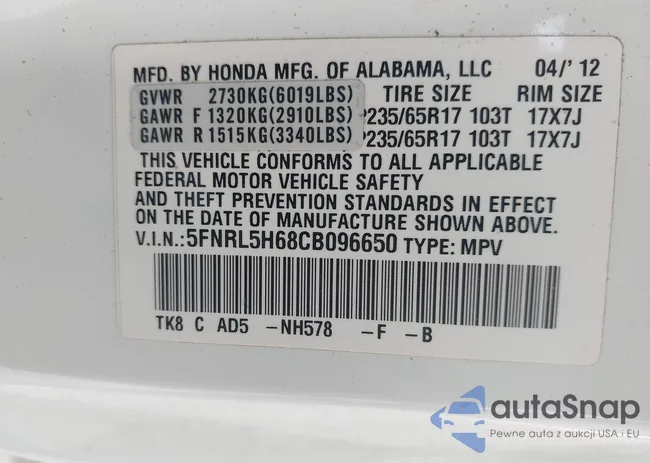 5FNRL5H68CB096650: 42267264