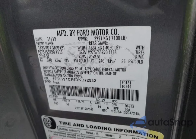 1FTFW1CF4DKD72532: 42268480