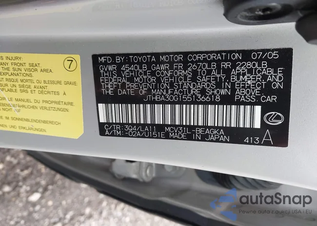 JTHBA30G155136618: 42268707