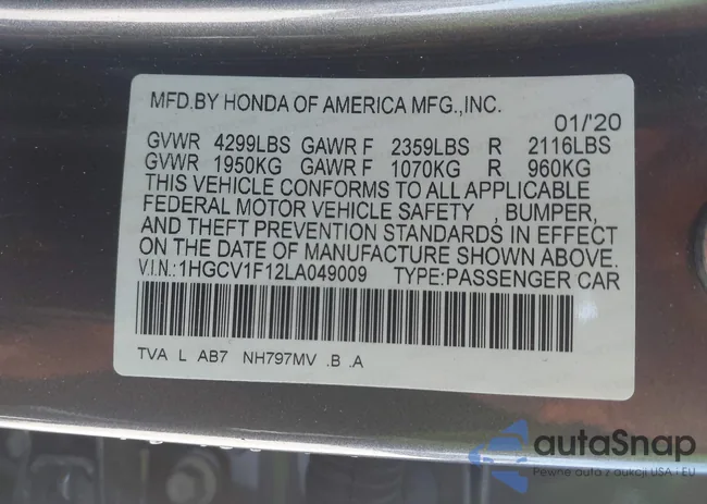 1HGCV1F12LA049009: 42267969