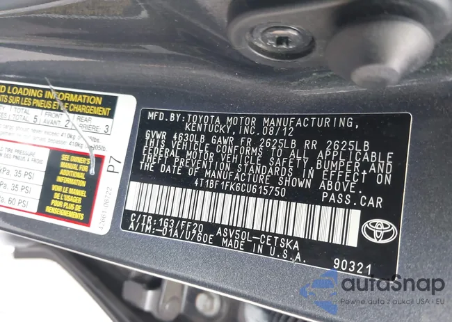 4T1BF1FK6CU615750: 42267991