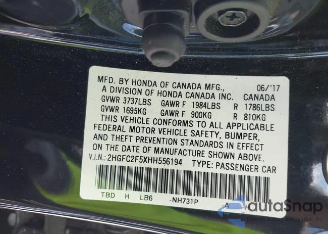 2HGFC2F5XHH556194: 42268088