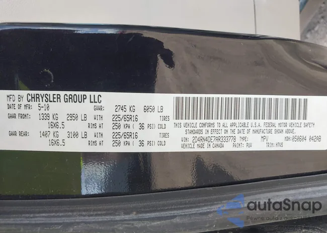 2D4RN4DE7AR333778: 42268260