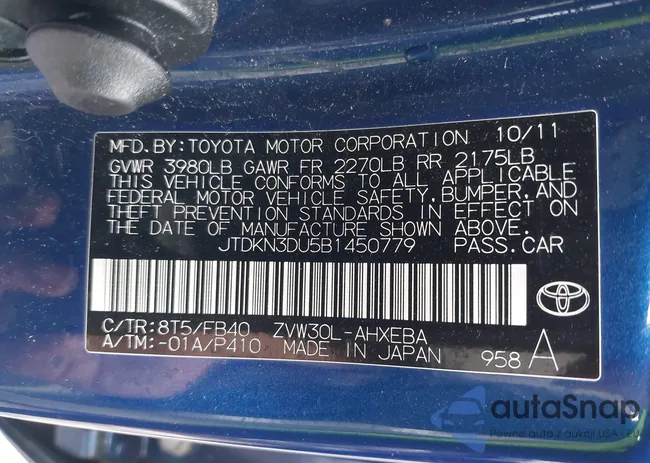 JTDKN3DU5B1450779: 42269409