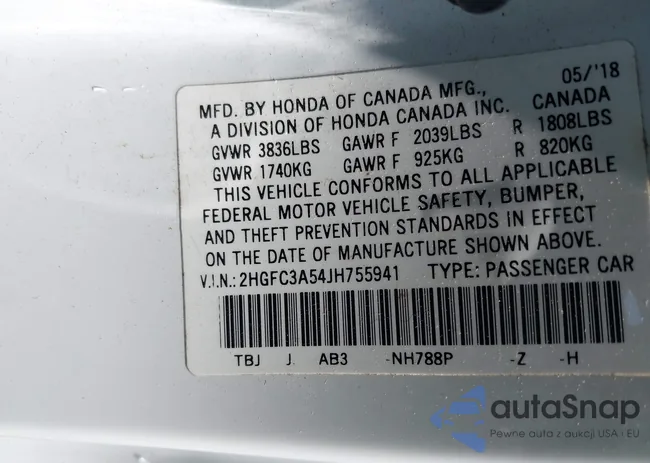 2HGFC3A54JH755941: 42269677