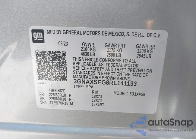 3GNAXSEG8RL141133: 42269700