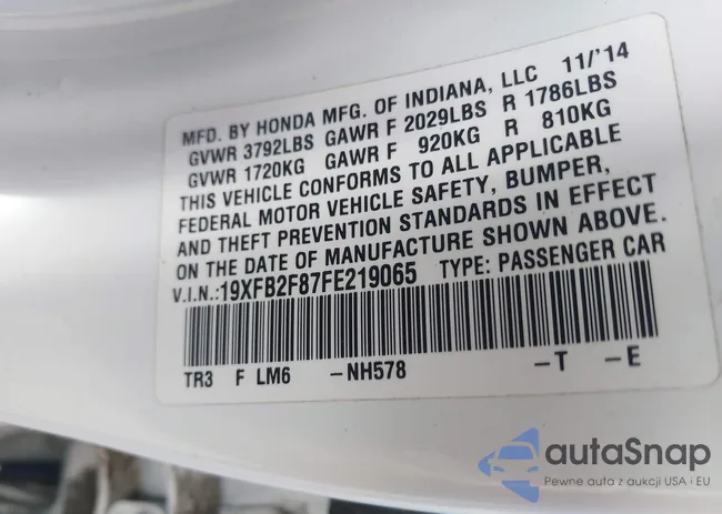 19XFB2F87FE219065: 42269759