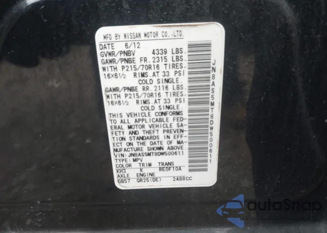 JN8AS5MT8DW500611: 42269011