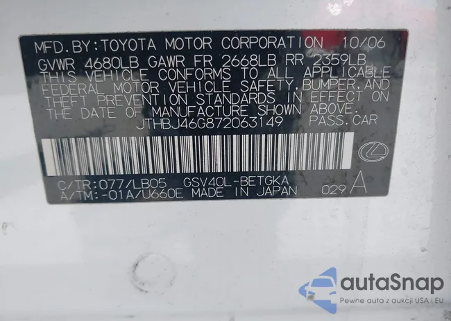 JTHBJ46G872063149: 42269252