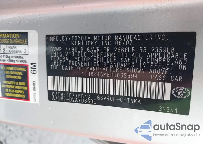 4T1BK46K68U055894: 42270574