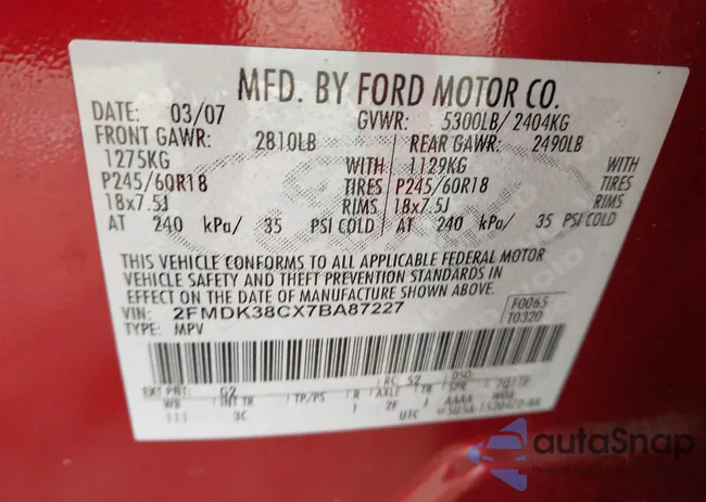 2FMDK38CX7BA87227: 42270586