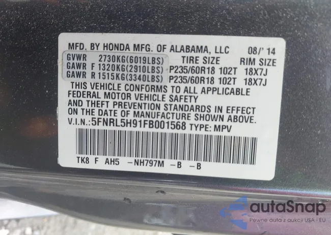 5FNRL5H91FB001568: 42269974