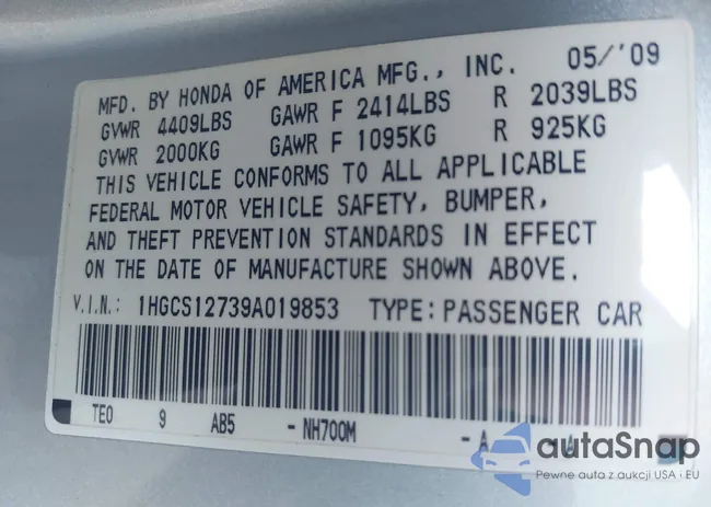 1HGCS12739A019853: 42269982