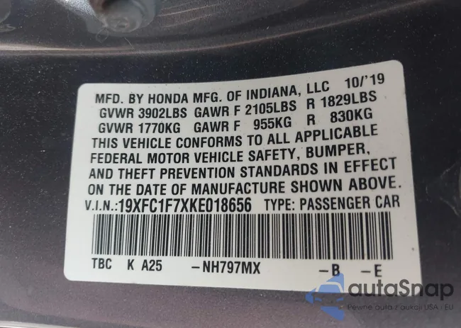 19XFC1F7XKE018656: 42270027