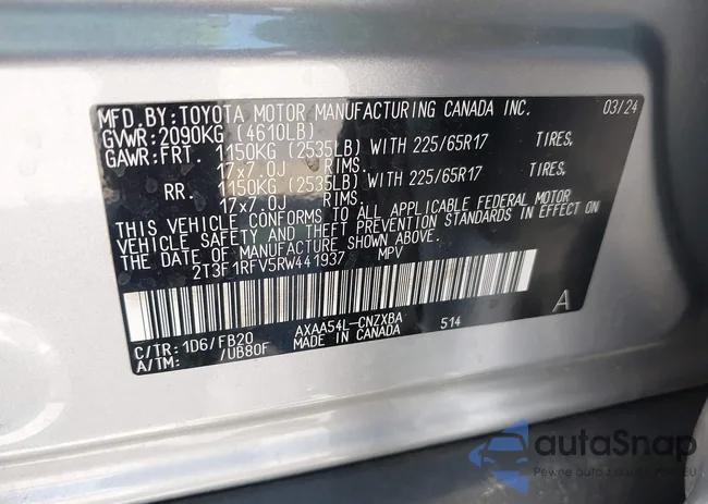 2T3F1RFV5RW441937: 42271352