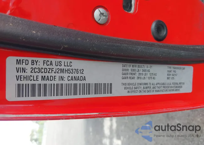 2C3CDZFJ2MH537612: 42271409