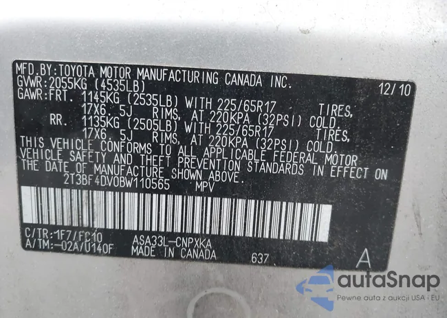 2T3BF4DV0BW110565: 42271461