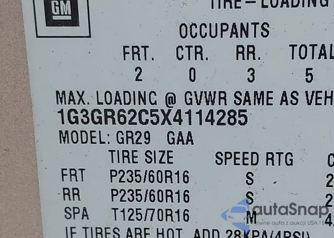 1G3GR62C5X4114285: 42271517