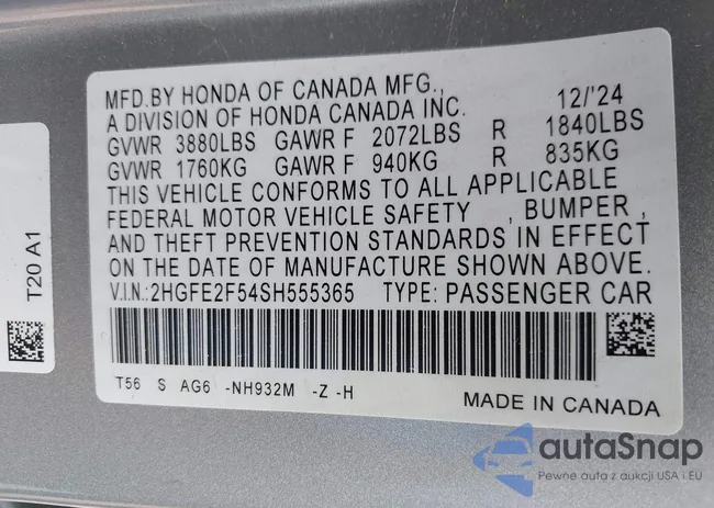 2HGFE2F54SH555365: 42271564