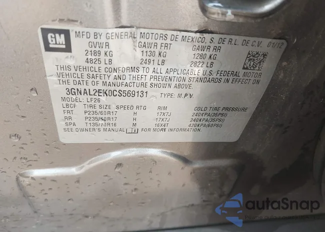 3GNAL2EK0CS569131: 42270943