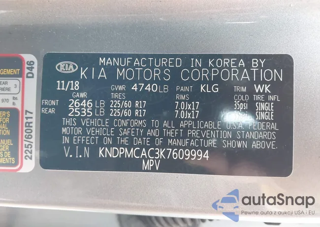 KNDPMCAC3K7609994: 42271099