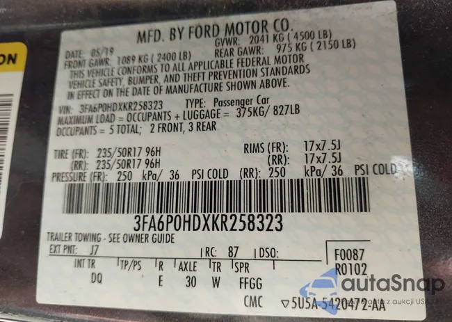 3FA6P0HDXKR258323: 42271185