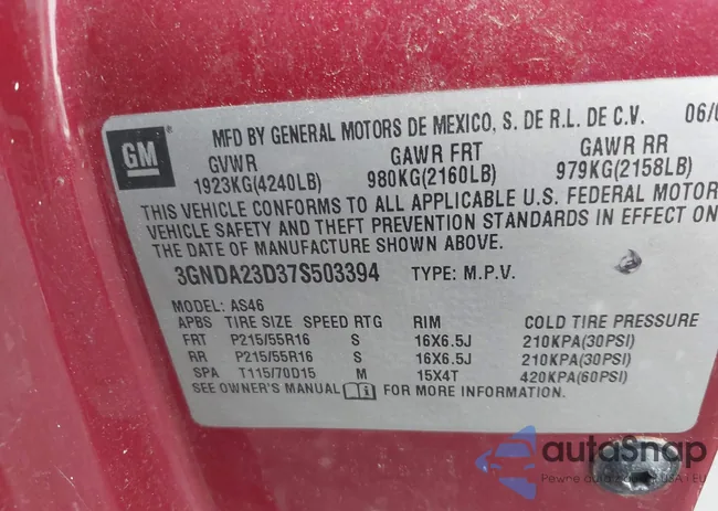 3GNDA23D37S503394: 42271237