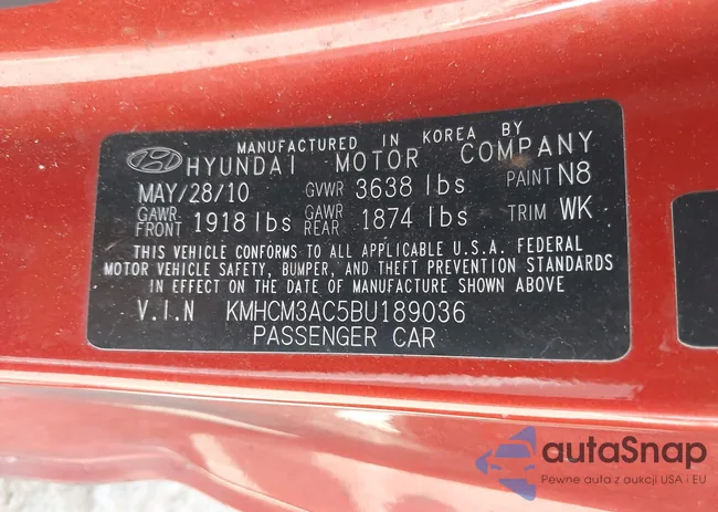 KMHCM3AC5BU189036: 42272585