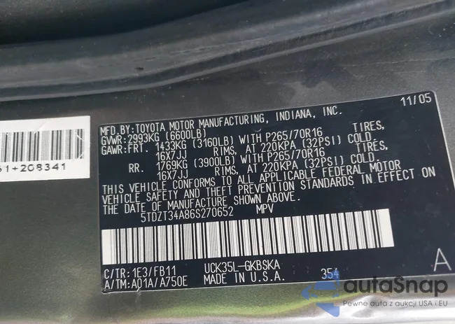 5TDZT34A86S270652: 42272764