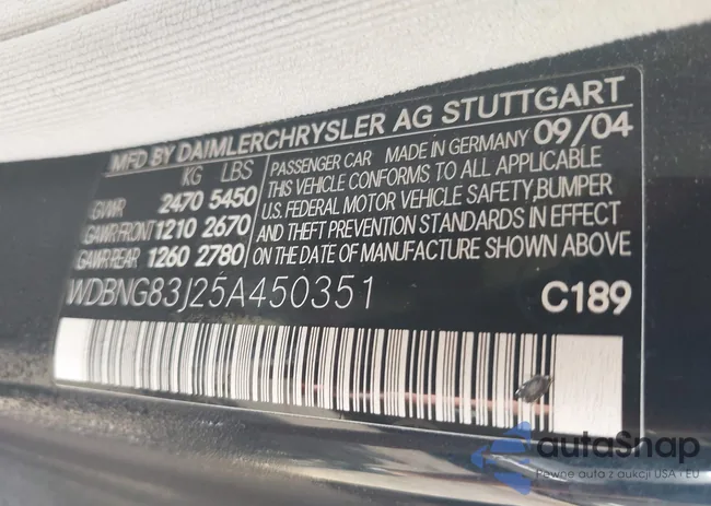 WDBNG83J25A450351: 42273503