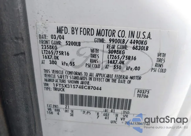 1FTSX31S74EC87044: 42273555