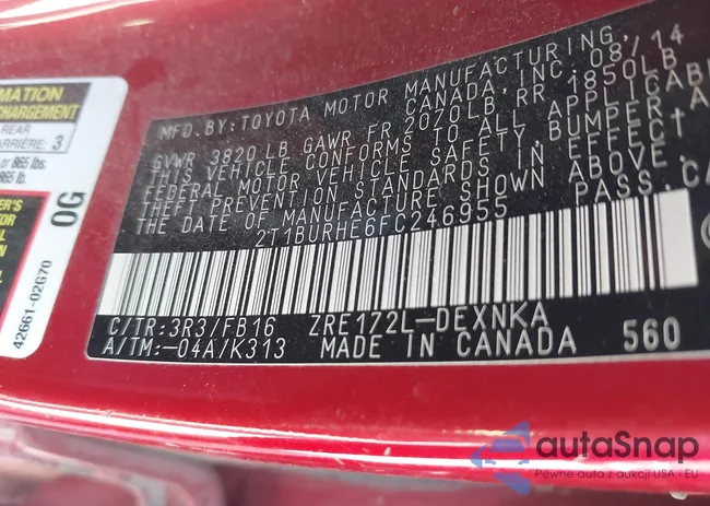 2T1BURHE6FC246955: 42273629