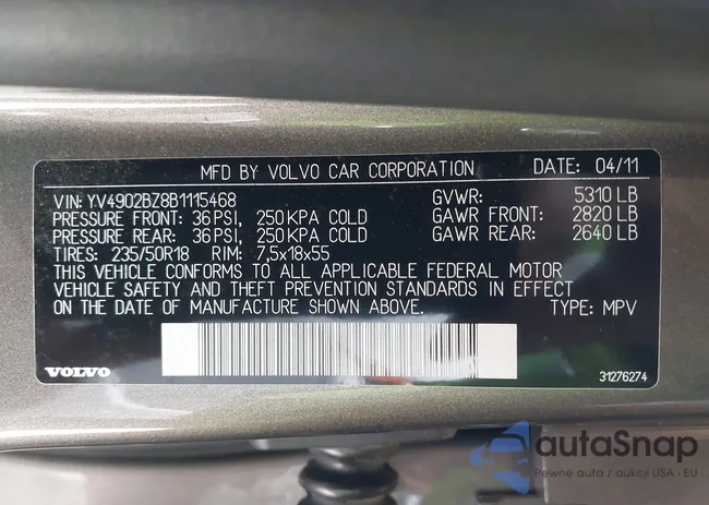 YV4902BZ8B1115468: 42272976