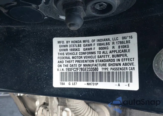 19XFC2F78GE233580: 42273022