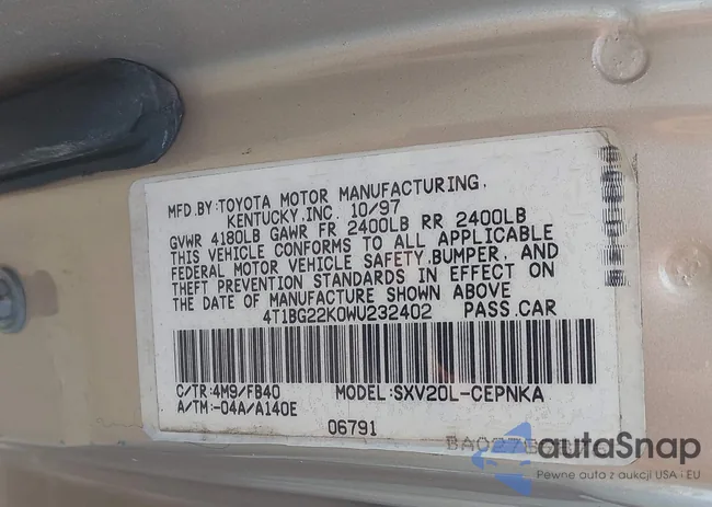 4T1BG22K0WU232402: 42274322