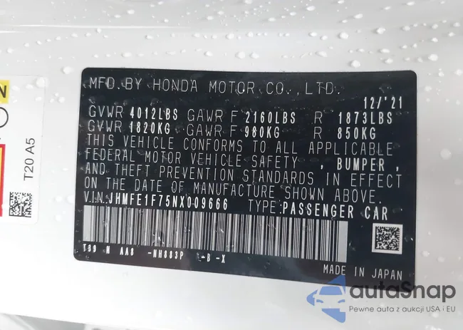 JHMFE1F75NX009666: 42274513