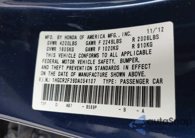 1HGCR2F39DA054107: 42274520