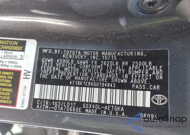 4T1BK1EB6GU194843: 42274532