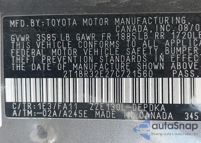 2T1BR32E27C721560: 42274827