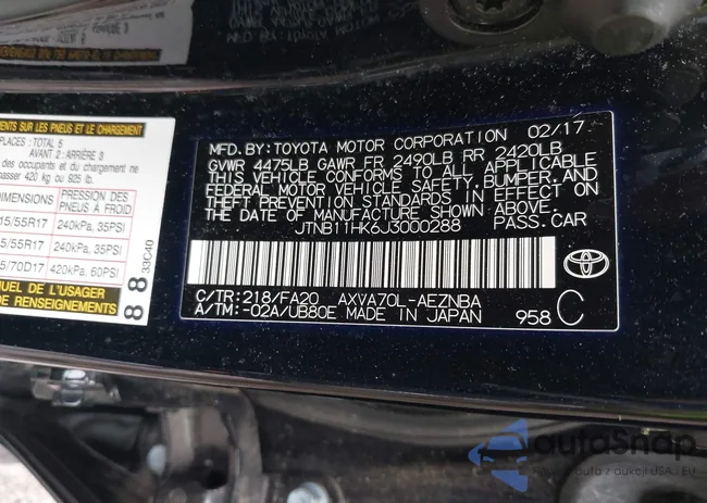 JTNB11HK6J3000288: 42274854