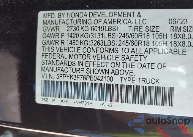 5FPYK3F76PB042100: 42274861