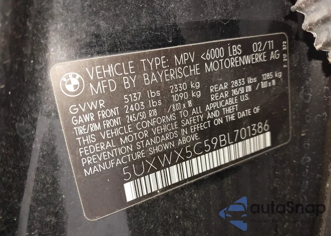 5UXWX5C59BL701386: 42273925