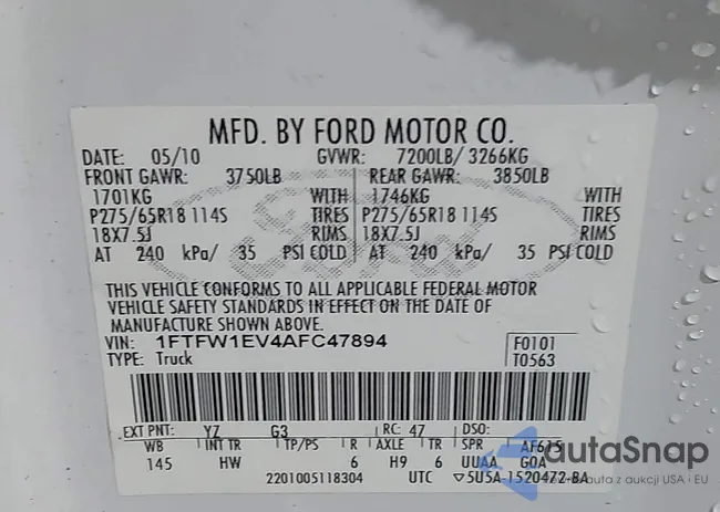 1FTFW1EV4AFC47894: 42274021