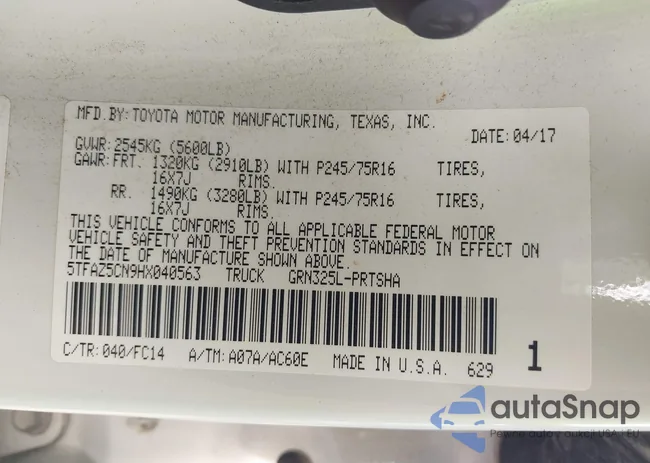 5TFAZ5CN9HX040563: 42274119