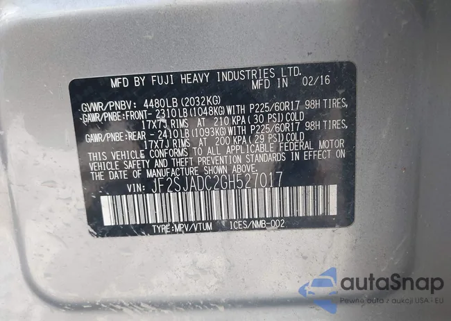 JF2SJADC2GH527017: 42274229