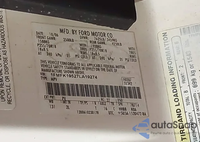 1FMFK19527LA19274: 42275302