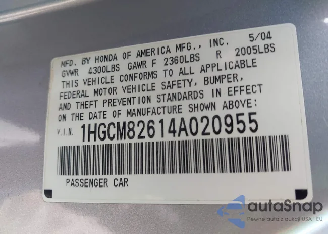 1HGCM82614A020955: 42275463
