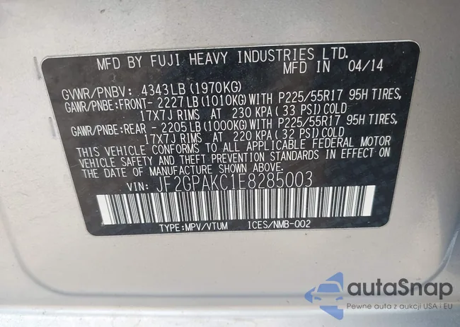 JF2GPAKC1E8285003: 42275562